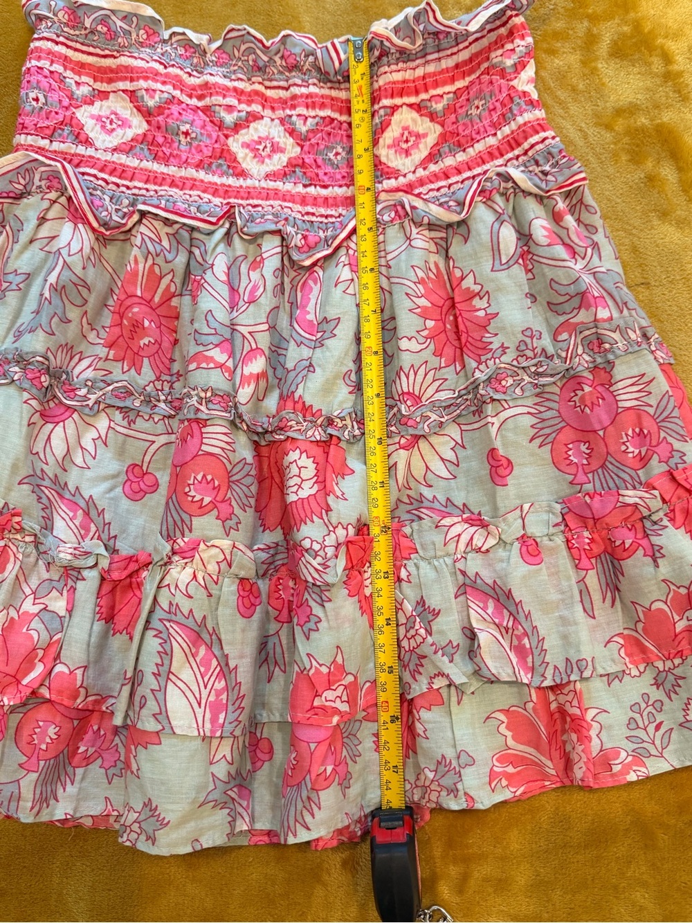 Jennifer & Grace Bohemian Tiered Floral Mini Skirt in Pink and Sage, Size Medium - Picture 4 of 8
